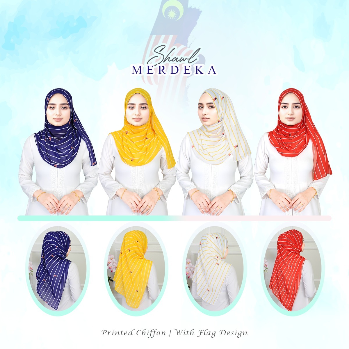 🎀Special Edition 🎀 Merdeka Tudung Shawl MERDEKA Pattern With Flag ...