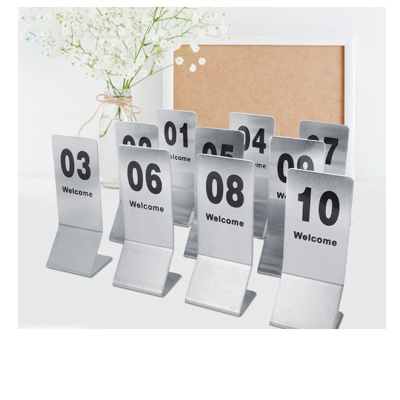 NO.1-60 Stainless Steel Table Number Plate Card Double-Sided Restaurant ...