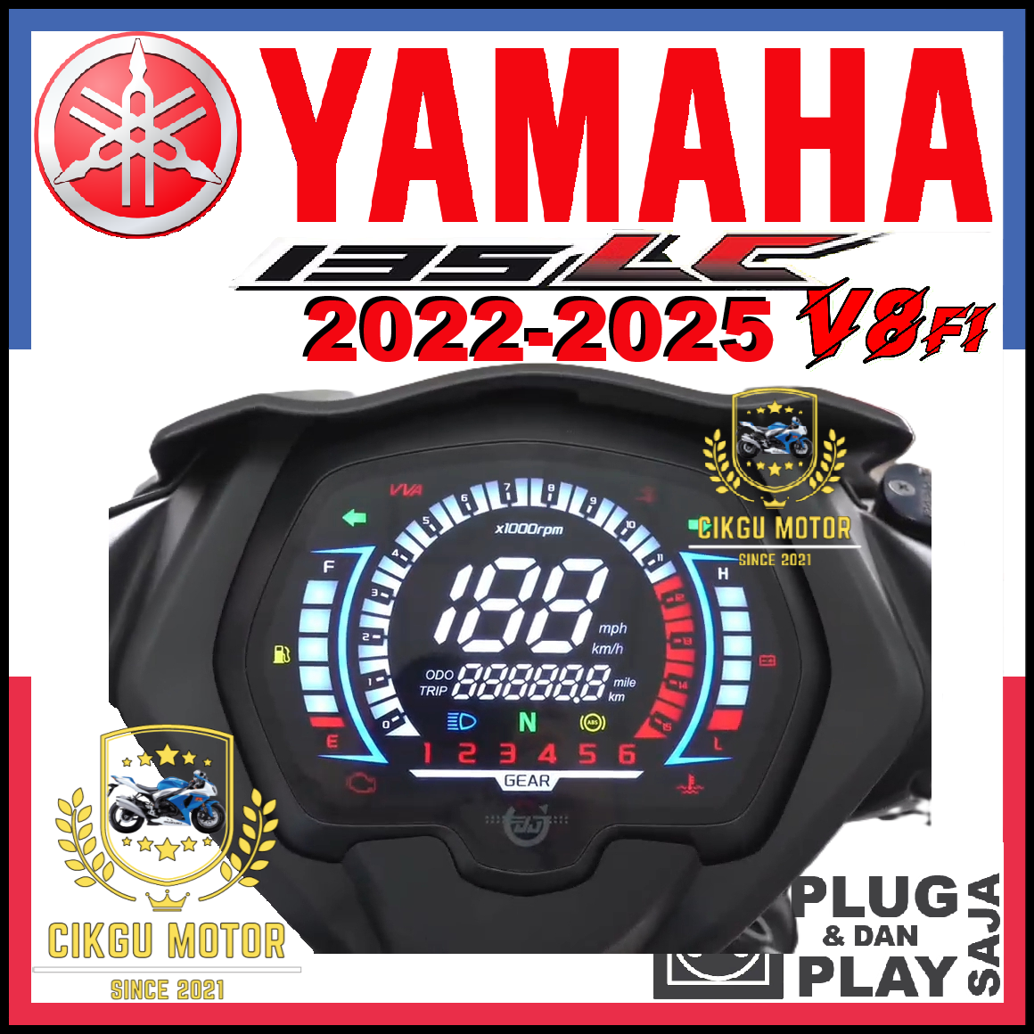 YAMAHA LCV8 LCV8Fi FULL DIGITAL METER Terbaru 2025 100% PNP #CIKGU ...
