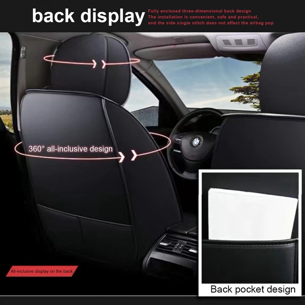 Universal Leather Car Seat Cover Full Set Seat Protector Cushion Kusyen ...