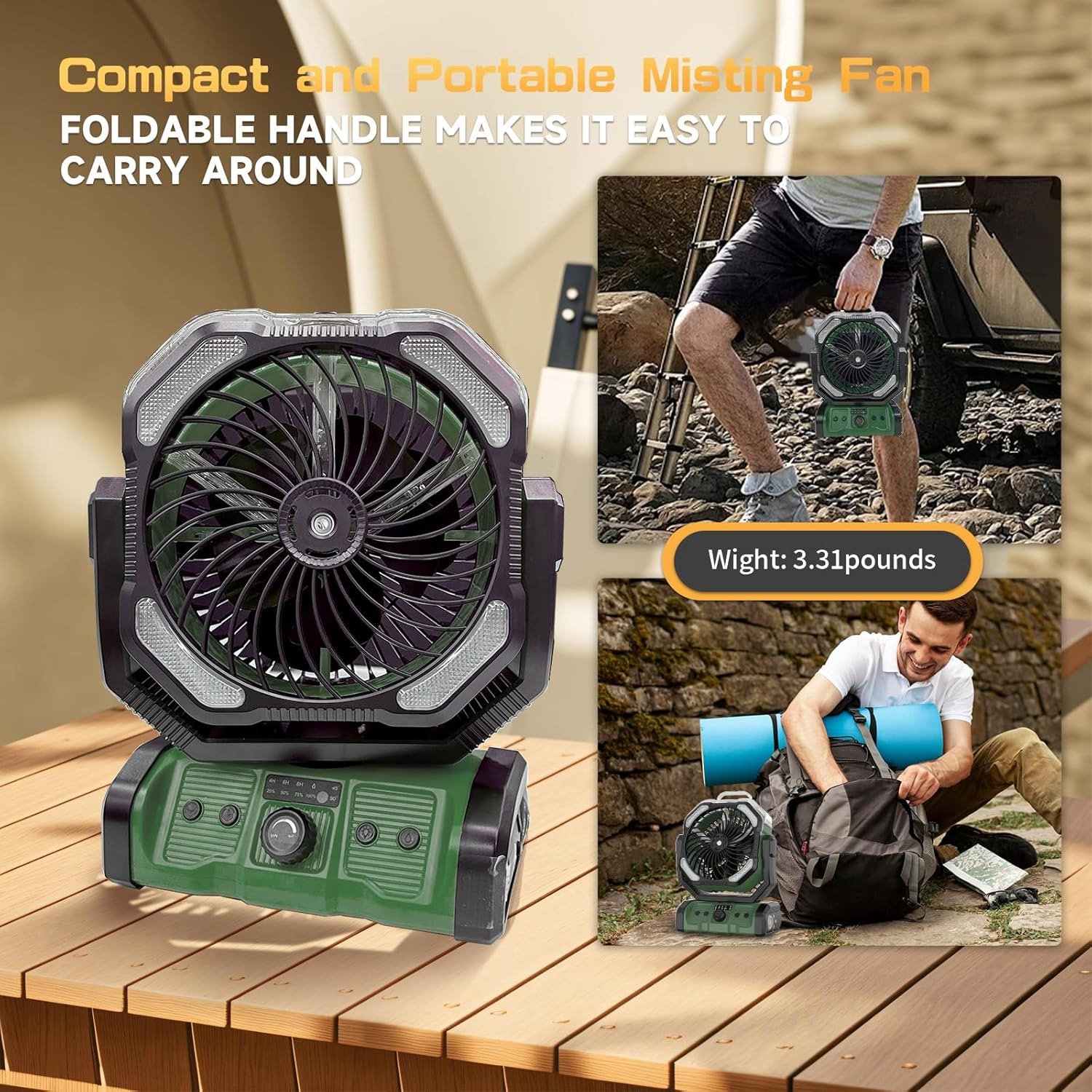 20000mah Portable Camping Spray Fan Rechargeable Oscillating Emergency ...