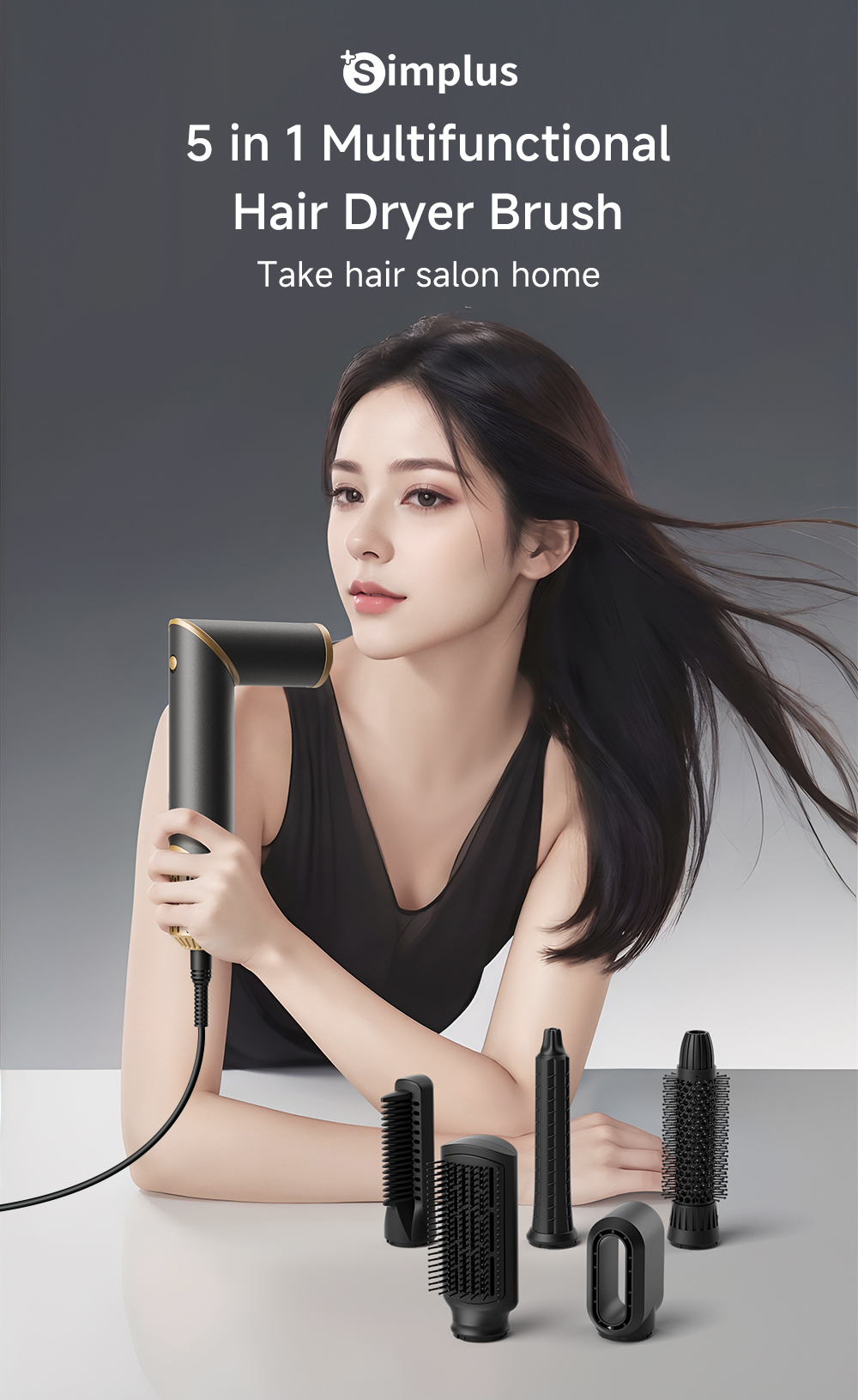 Simplus 5 In 1 Hair Dryer Brush Multifunctional Styler丨Hair Curler ...