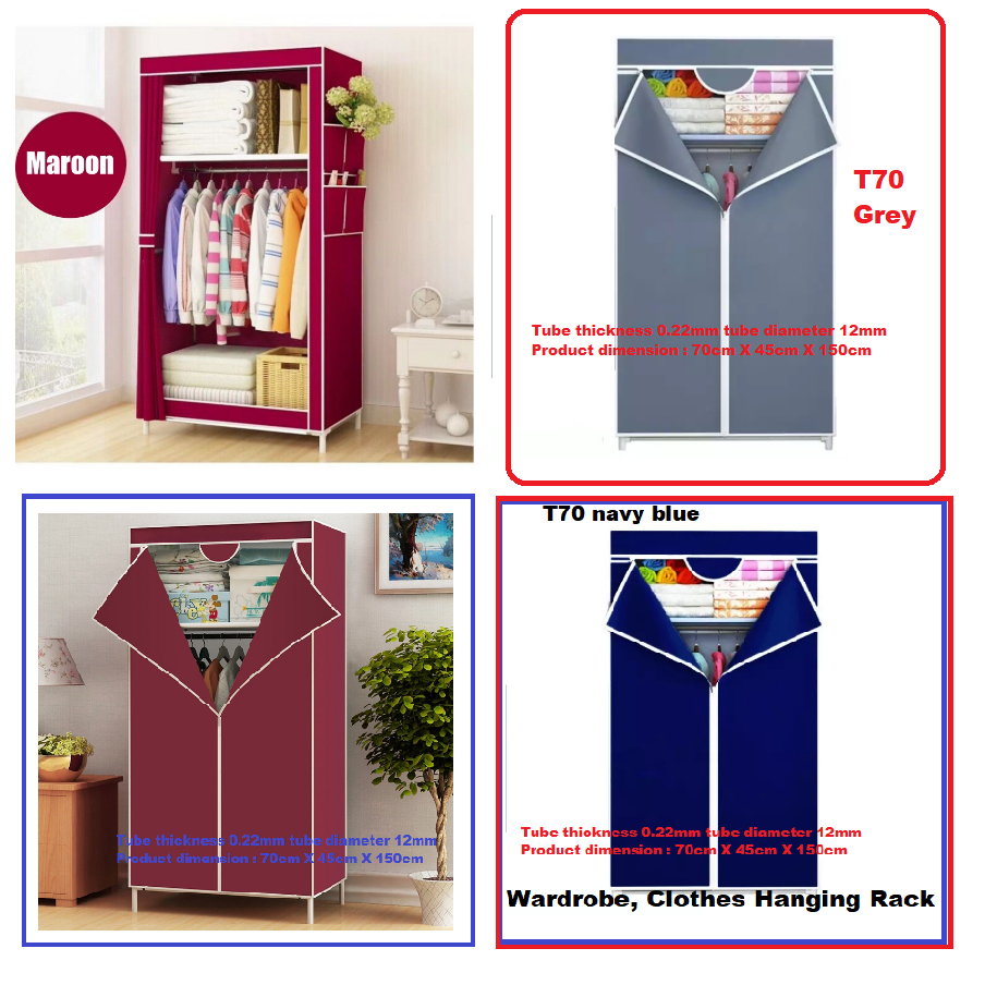 Wardrobe Self Assembly Non Woven Cloth Curtain D.I.Y Zipped Fabric ...