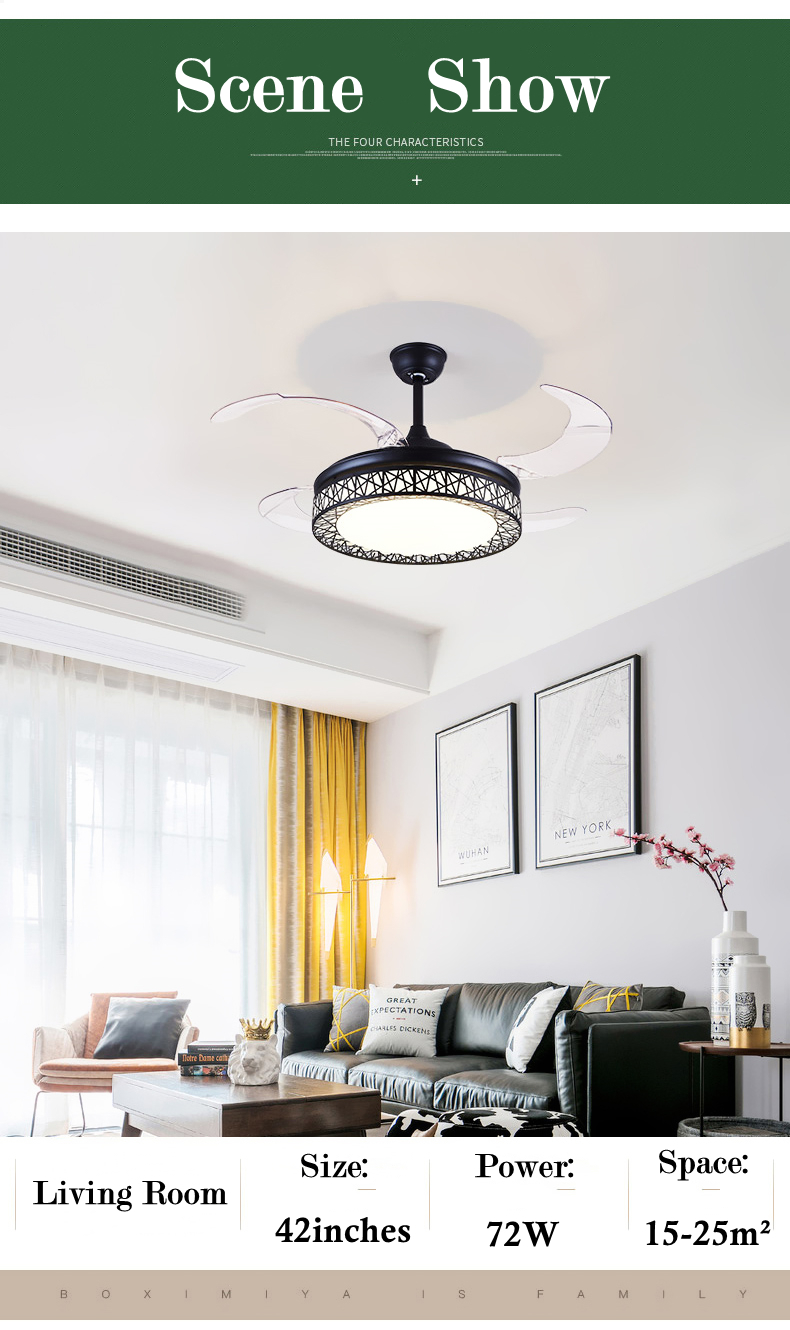 LED Ceiling Fan With Light 42 inch Kipas Lampu LED Chandelier Fan Lamp ...