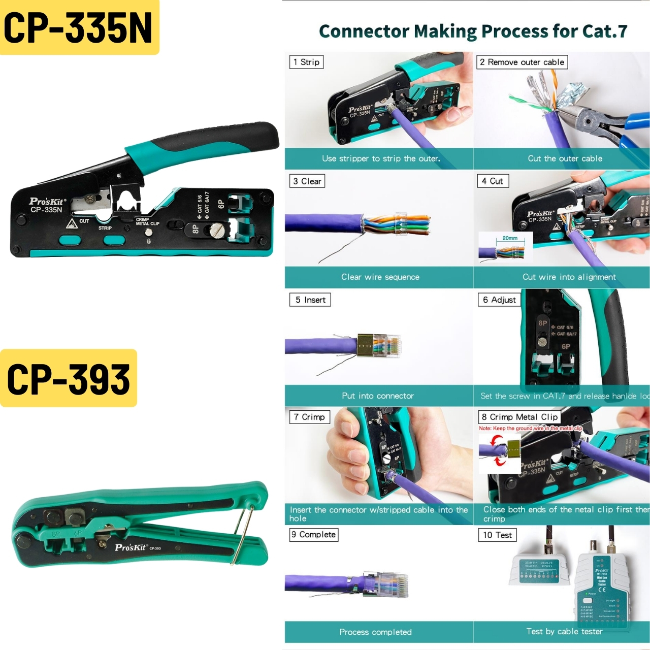 Pro’sKit CP-376ER Modular Crimping Tool RJ45 RJ12 RJ11 LAN Cable Cutter ...