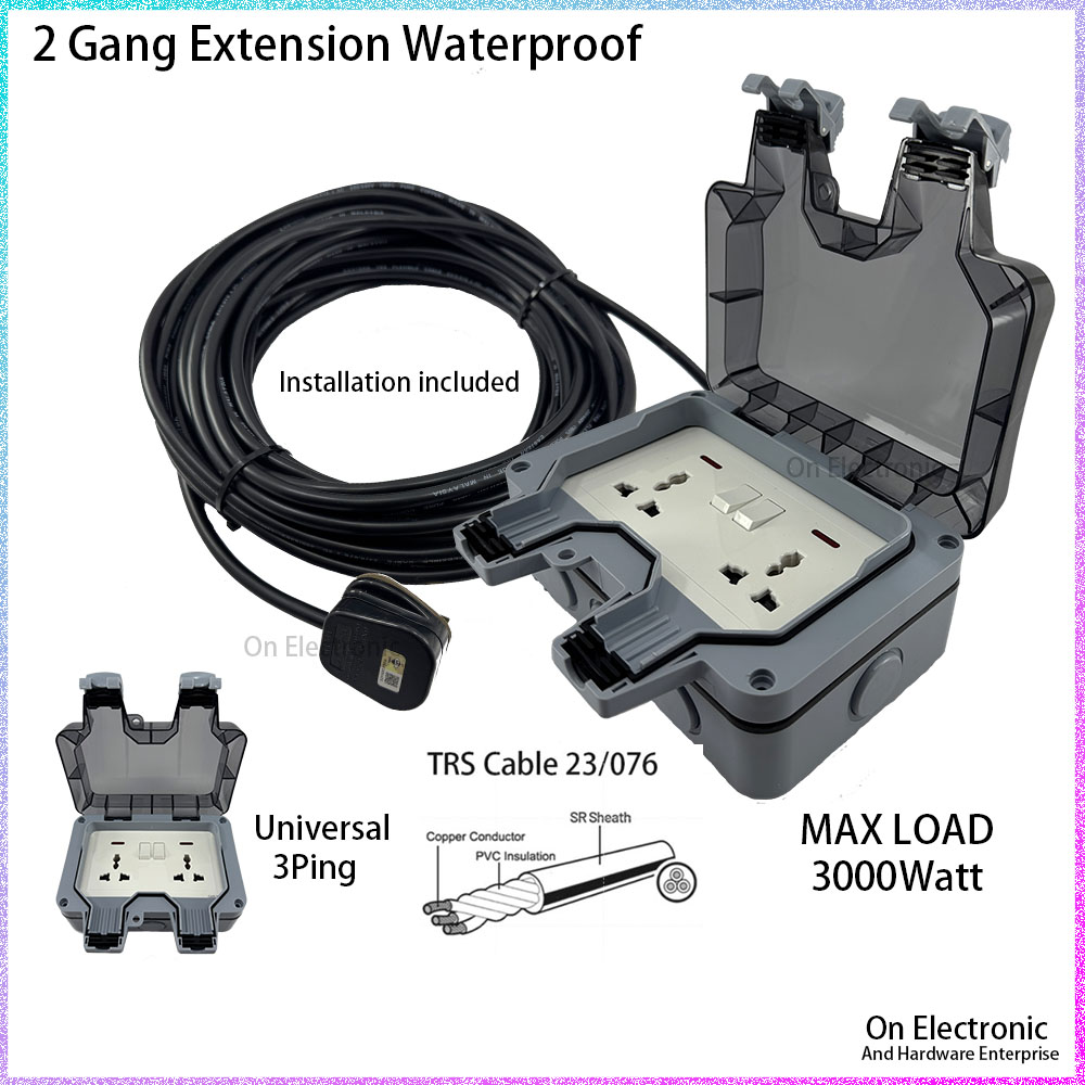 2 Gang Universal Multi Switch Socket HEAVY DUTY TRAILING EXTENSION ...
