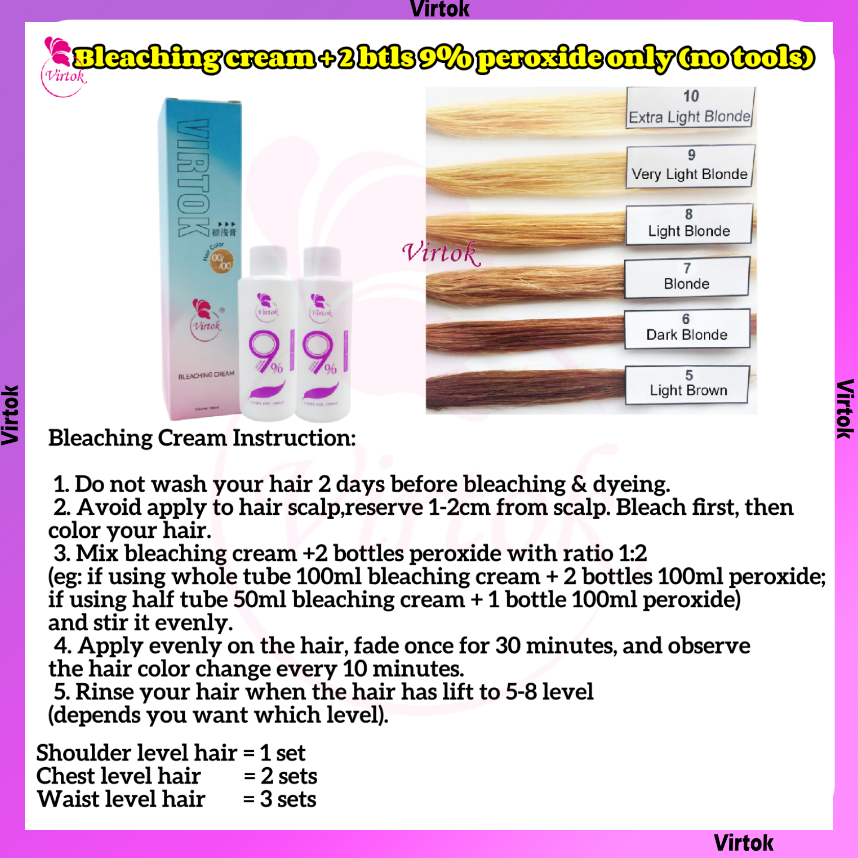 VIRTOK Hair Dye Free Tools Developer Pewarna Rambut Hair Colour Blue ...
