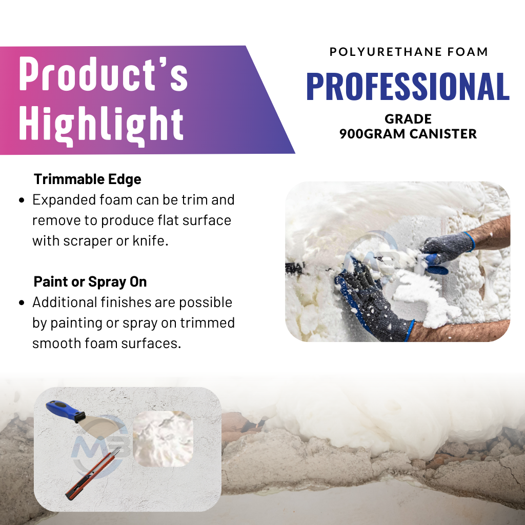 Professional Grade Polyurethane Foam Spray PU Foam Spray - 900gram ...