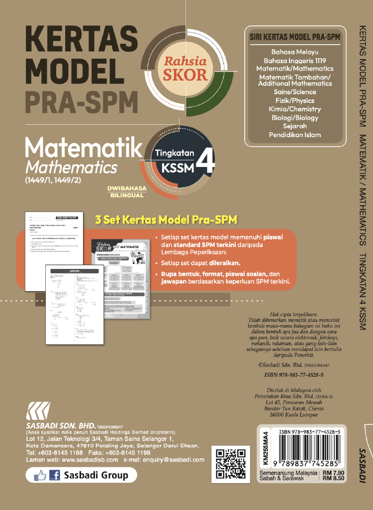 SASBADI Kertas Model Peperiksaan: Tingkatan 4 Kertas Model Rahsia Skor ...
