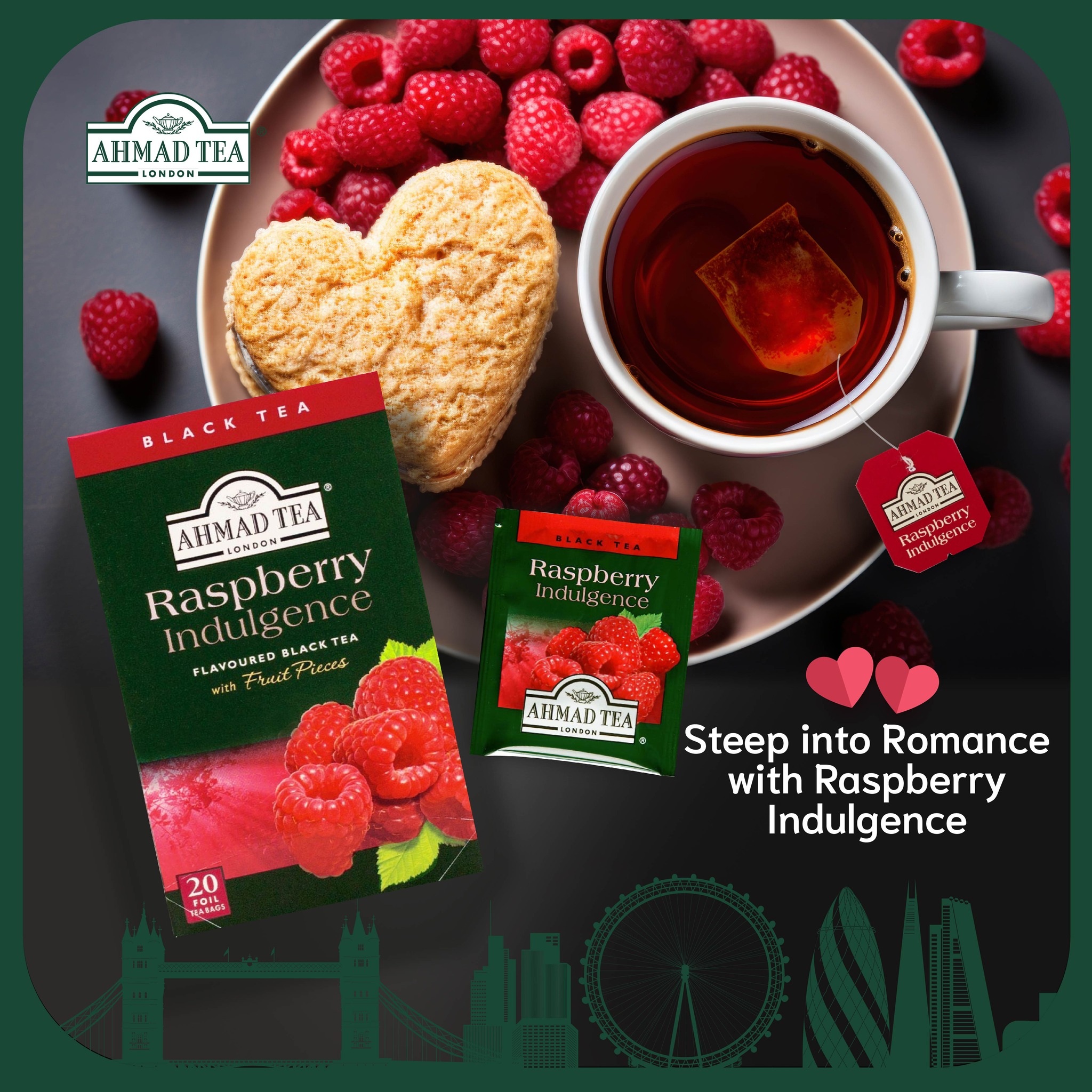 Ahmad Tea Raspberry Indulgence Halal Certified (20's Teabags) | Shopee ...