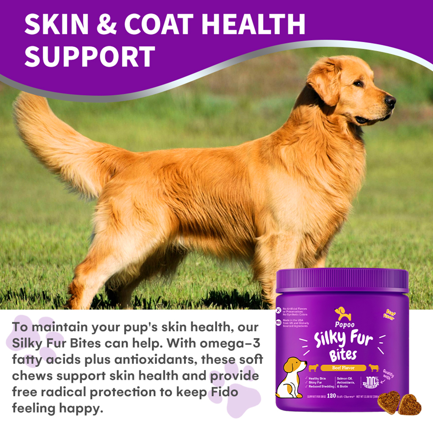 Popoo Dual-Action Value Pack Probiotic Chews Silky Fur Bites Digestion ...