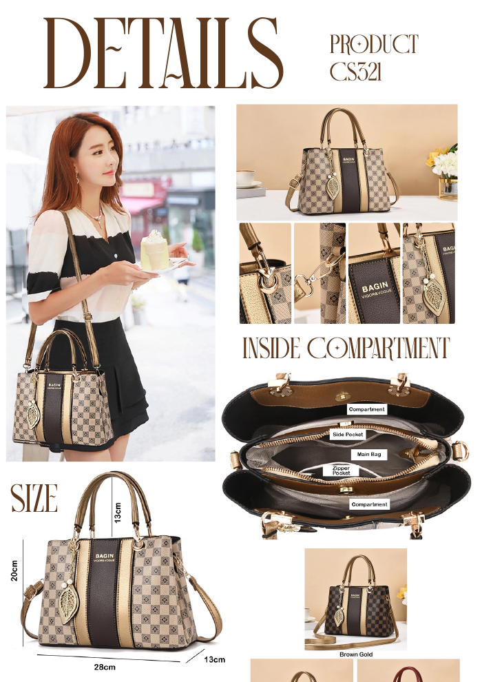 BBD PU Leather Large Capacity Shoulder Sling Handbag Women With Long ...