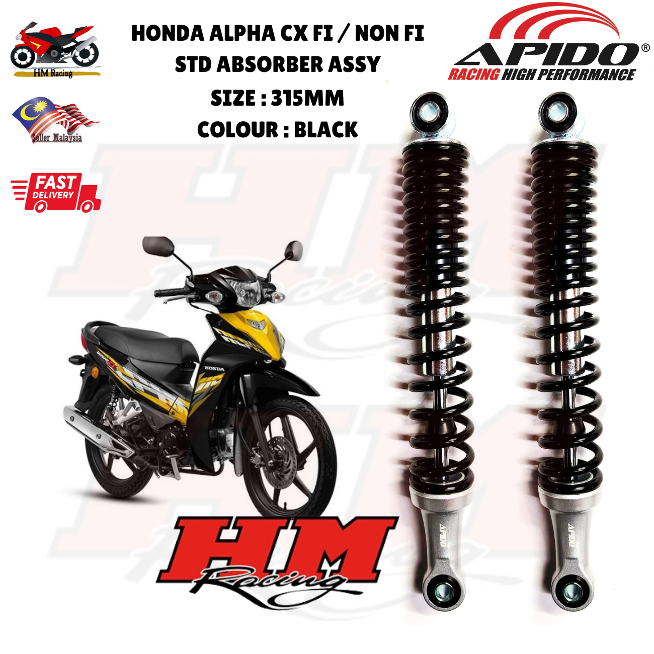 APIDO ABSORBER HONDA WAVE ALPHA CX / WAVE110 / DASH 110 / DASH 125 ...