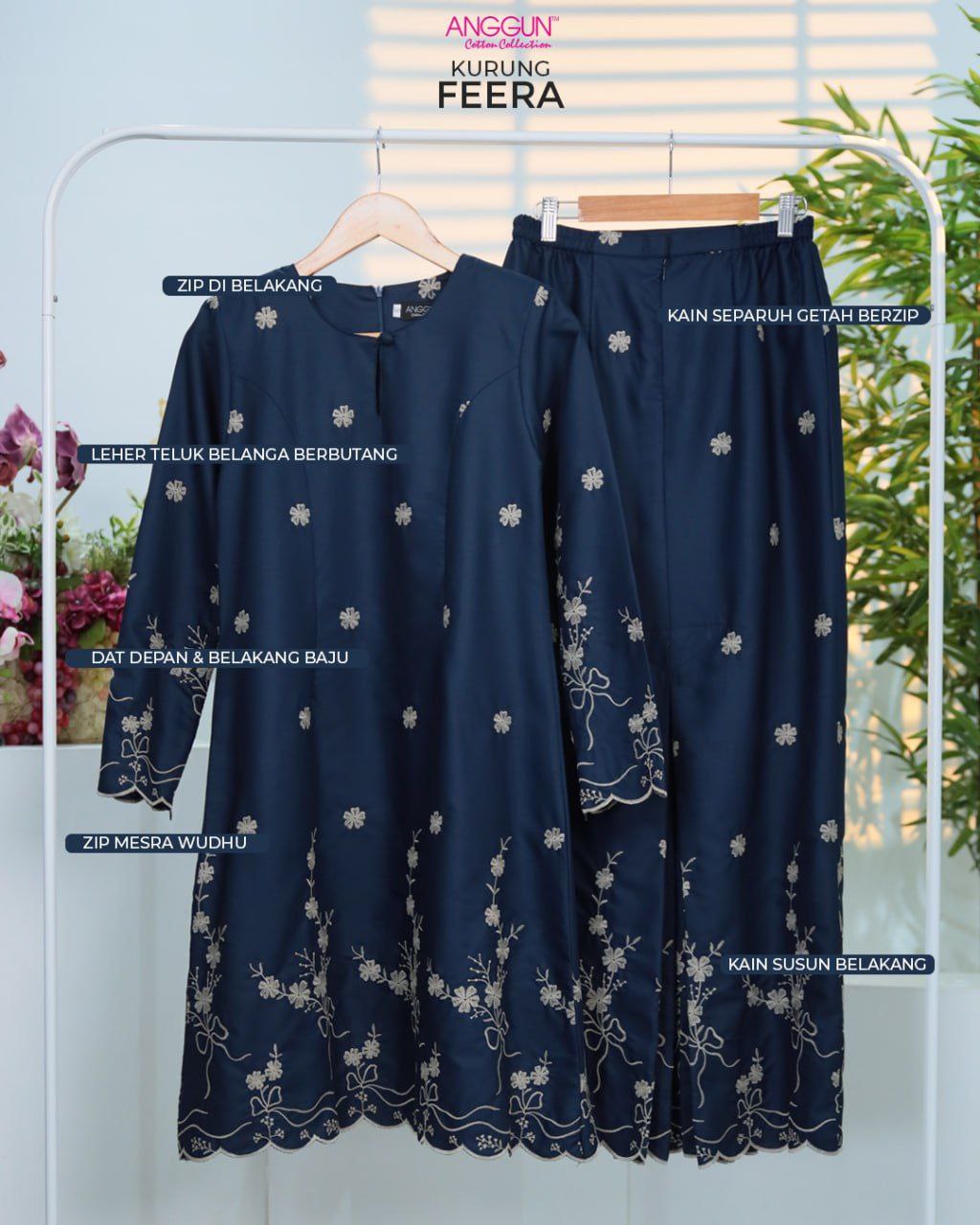 ANGGUN COTTON - KURUNG FEERA ⚡ kurung riau muslimah bersulam / kurung ...