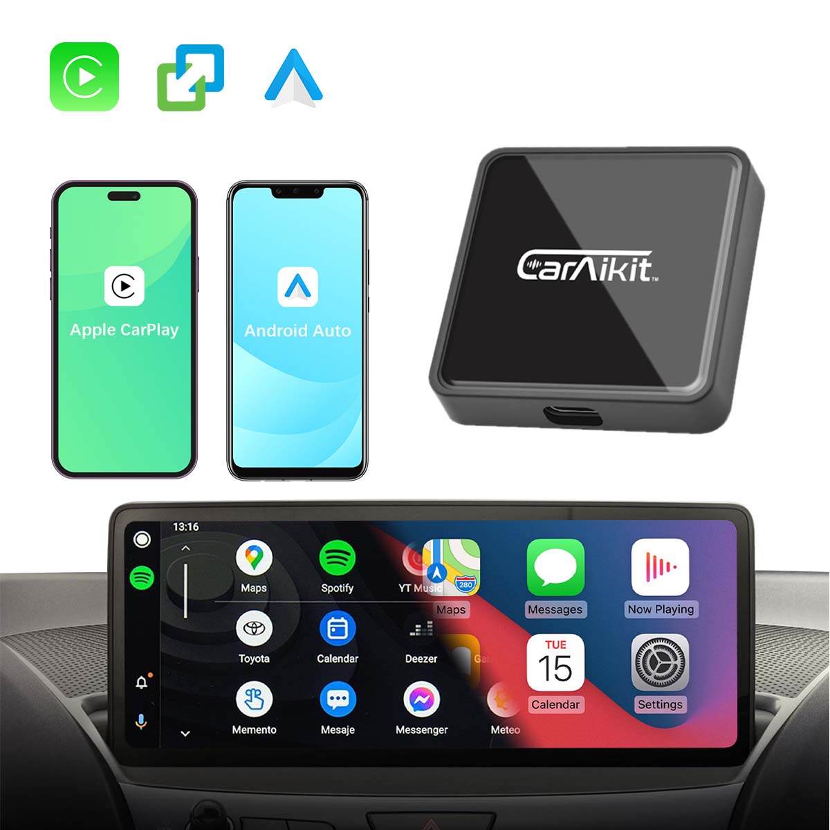 C2 2-in-1 Wireless Carbitlink Adapter Wireless Carplay Wireless Android ...