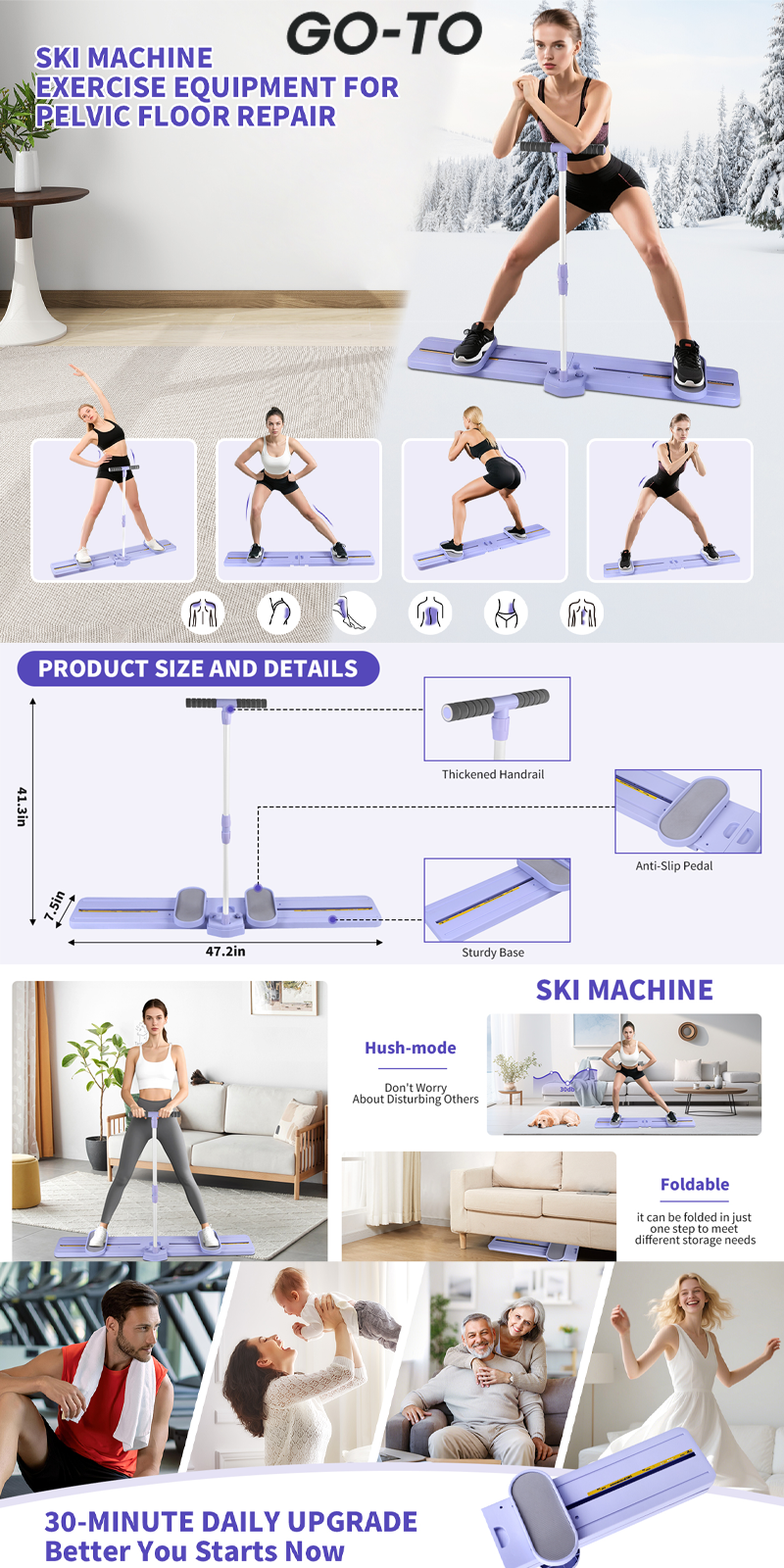 Ski Machine Foldable Basin Bottom Muscle Training Leg Shaping Beautify ...