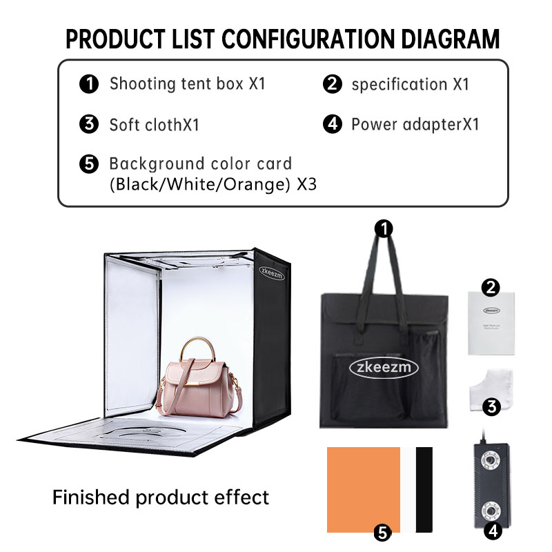 Zkeezm 60/50/40cm Folding Mini Photo Studio RGBW LED photo box Dual ...