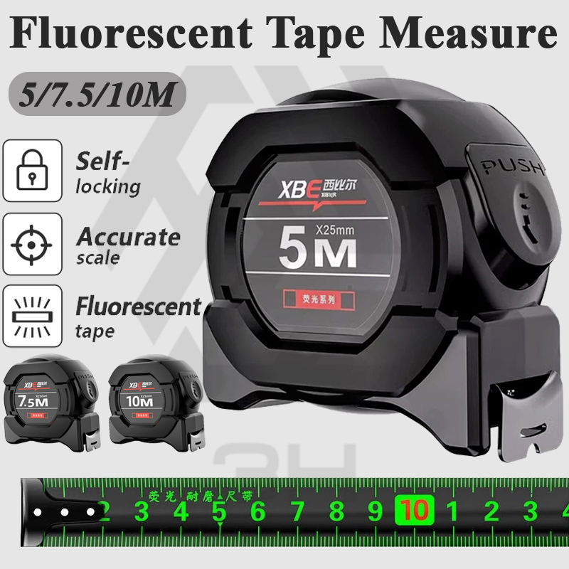 3H Pita Ukur Laser Fluoresen 25mm Tahan Haus Self-Locking / Fluorescent ...
