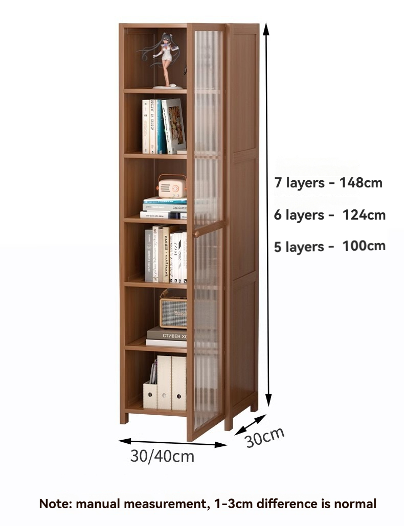 Modern Bamboo Wood Bookcase Transparent Acrylic Door Shelves Stylish ...