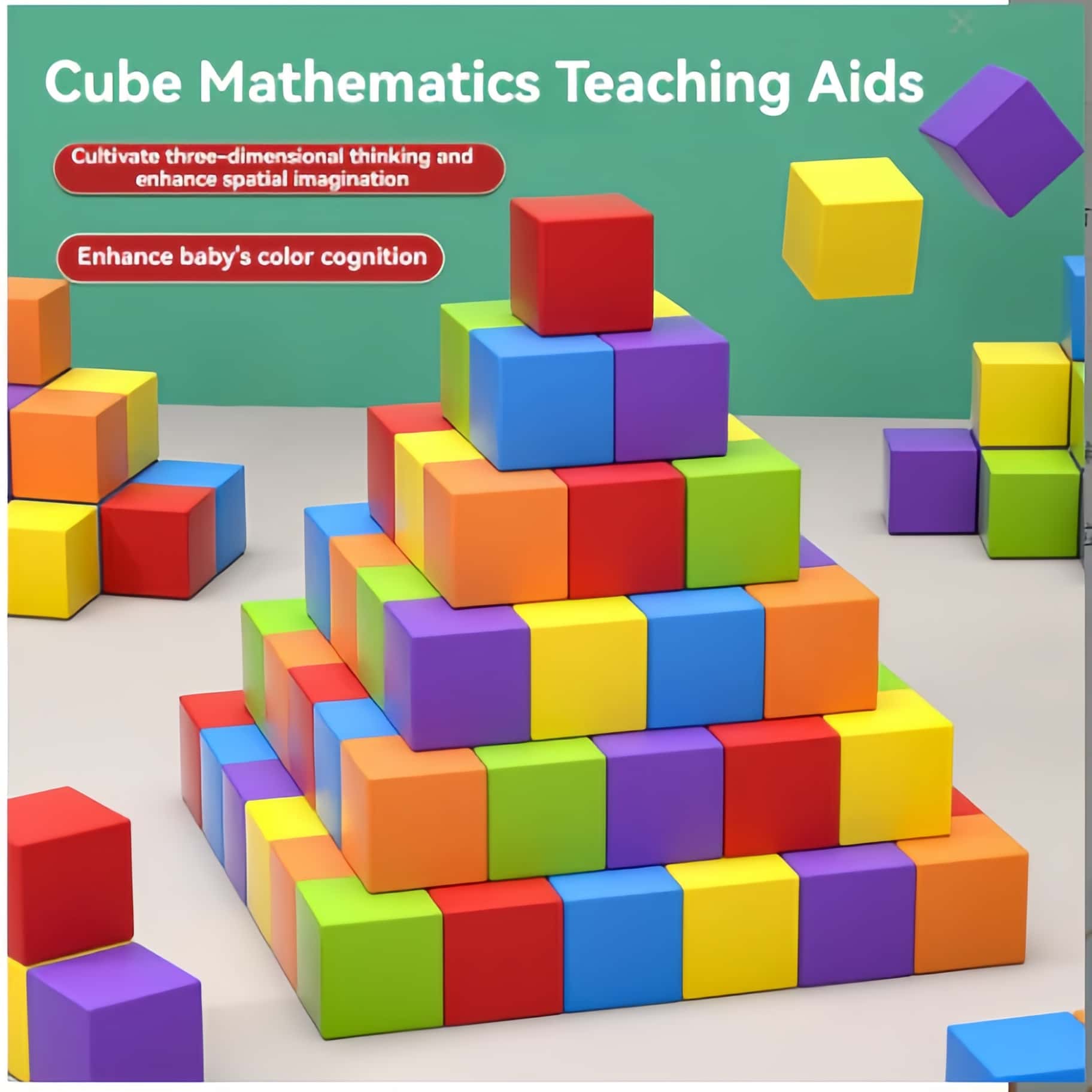[30pcs] 3CM Wooden Cubes Early Learning Maths Building Block Bangunan ...