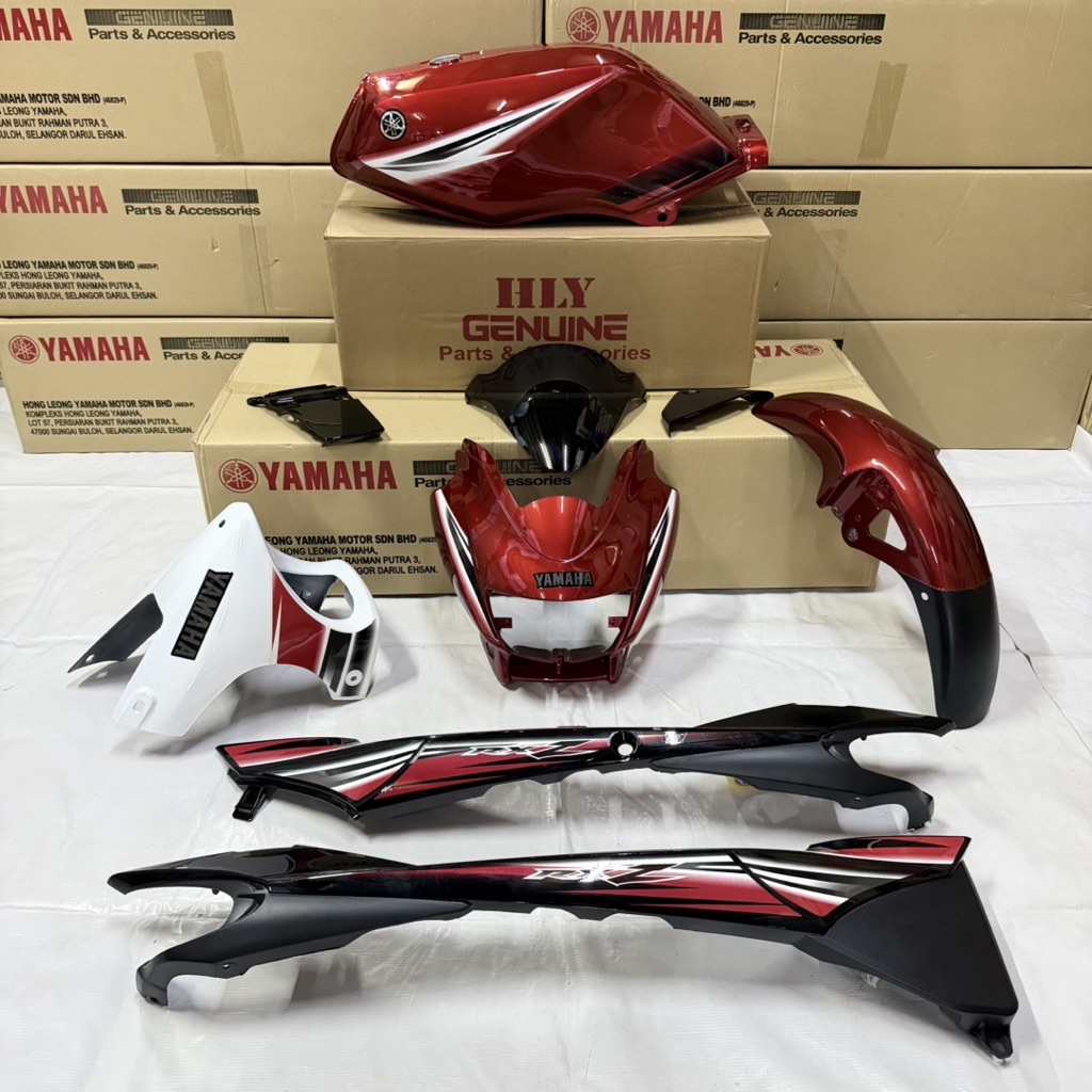 ORIGINAL YAMAHA RXZ 5PV CATALYZER BODY COVER SET WARNA SKALA MERAH ...