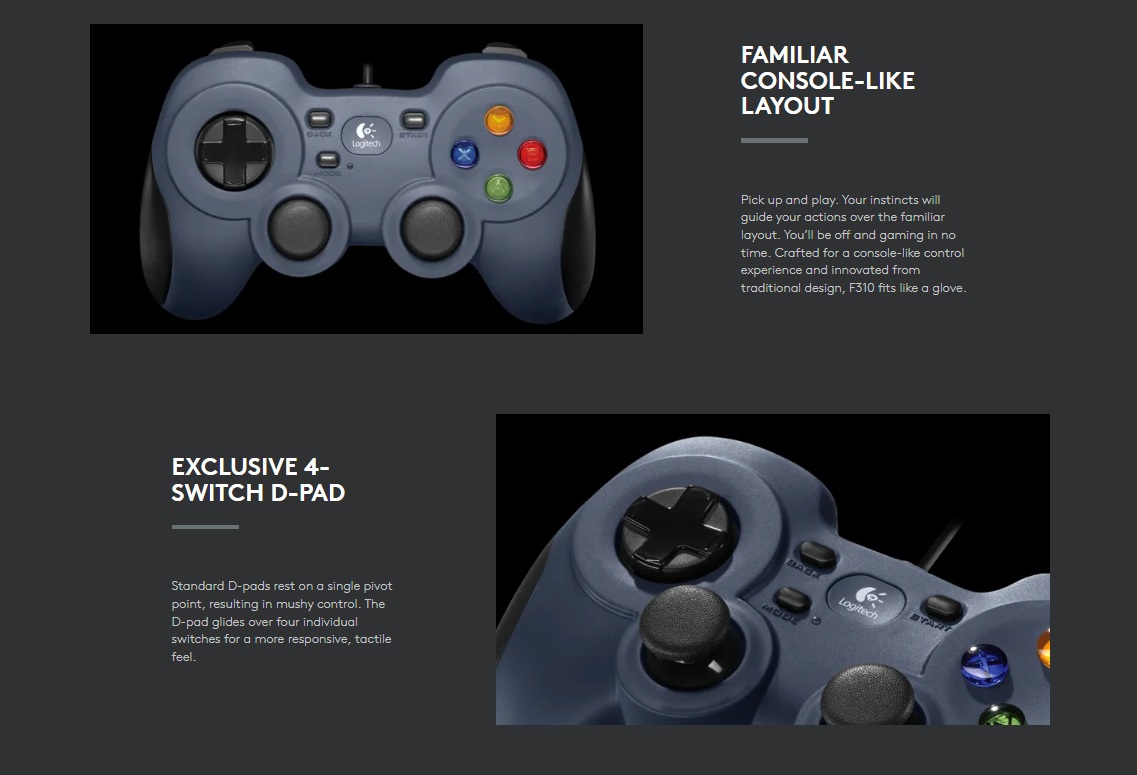 Logitech F310/F710 Wireless/Wired Gaming Joypad Controller for PC ...