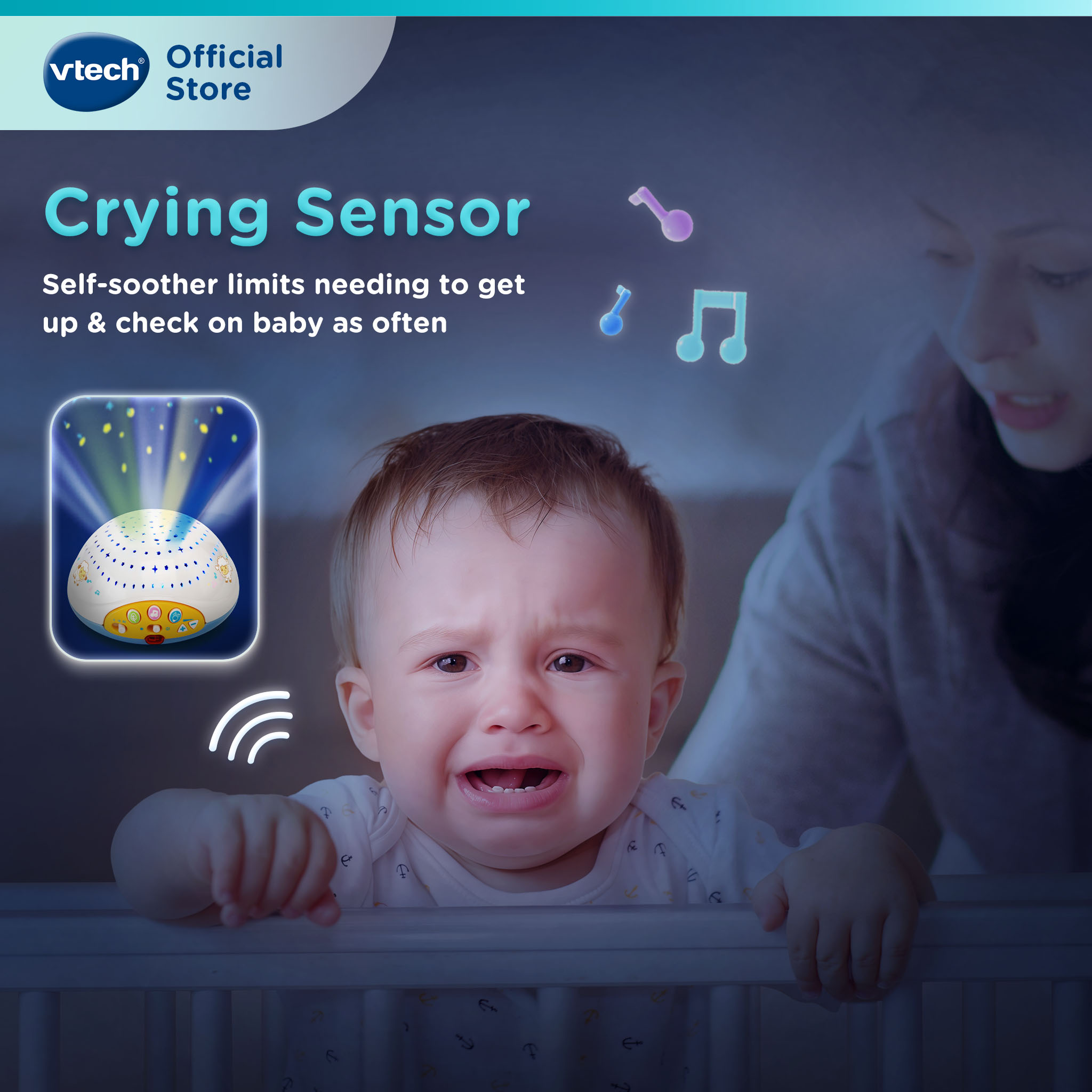 VTech Lullaby Lambs Mobile Remote Control Soothing Projector Crib ...