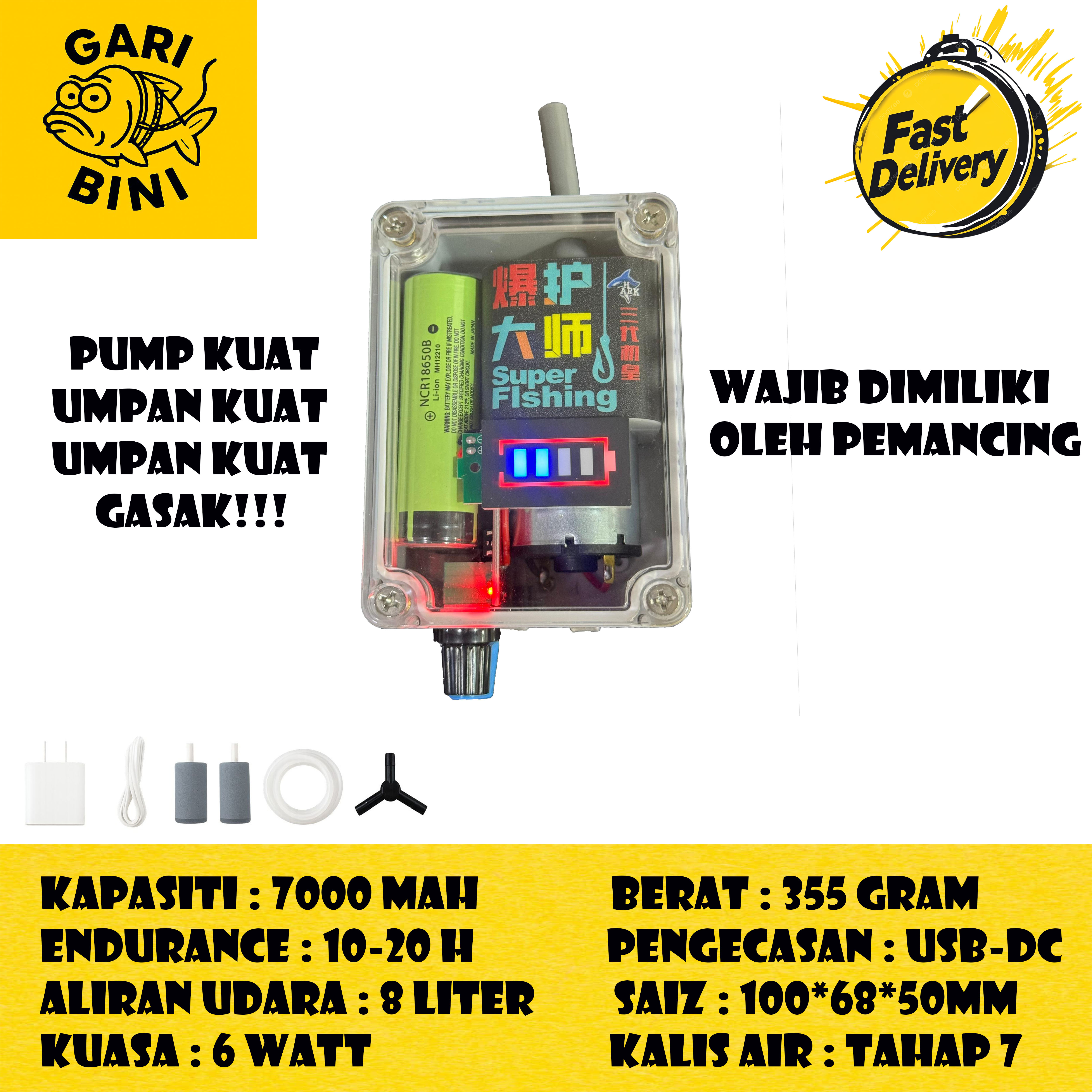 Mesin Oksigen Waterproof [Low Noise + Led Light + Long Battery] Untuk ...