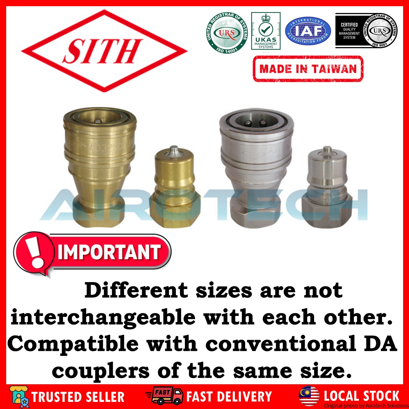 SITH Japanese Standard SP Coupler Stainless Steel Material Double Shut ...