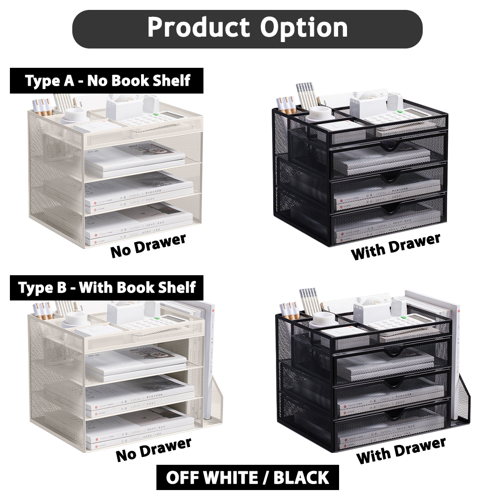 [4 Tier] Encora Metal Desk Organizer Office Drawer Rack Paper Tray ...