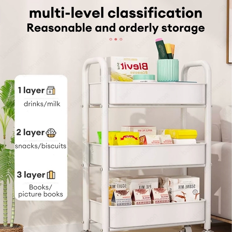 Carbon Steel Trolley Rack Multi-level Storage Trolley Rak Bedroom ...