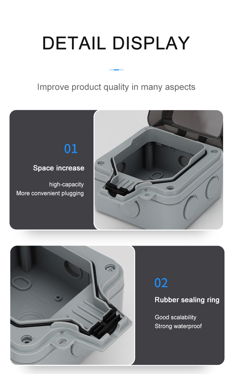 IP66 Weatherproof Double Socket 13A 2Gang Suis Soket Luar Ruang Kalis ...