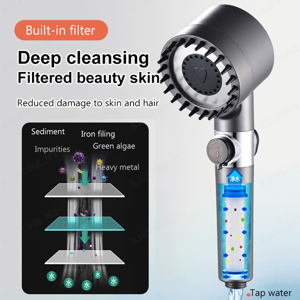 Shower Head High Pressure Shower Head 4 In 1 One Click Water Stop ...