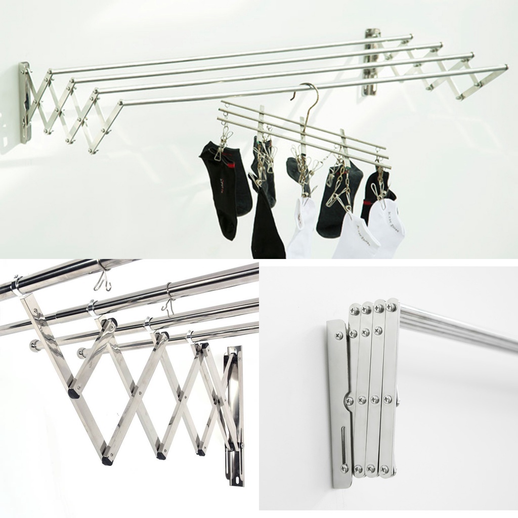 【CREATION】3/4/5 Bar Drying Rack Retractable Foldable Drying Rack ...
