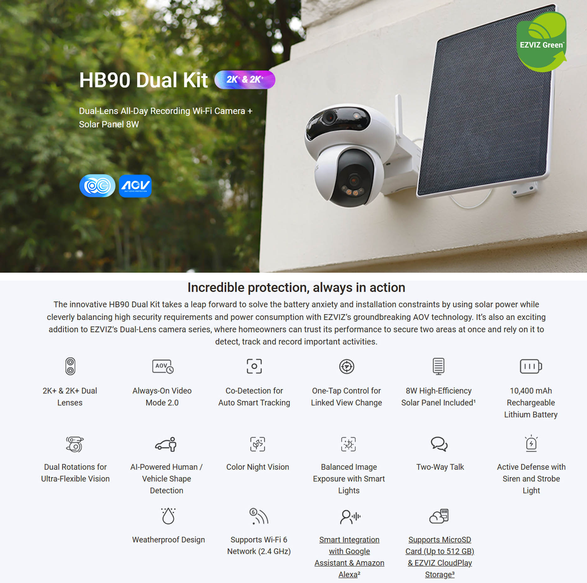 Ezviz HB90 Dual Kit 4MP + 4MP Dual Rotation Pan/Tilt WiFi Outdoor ...