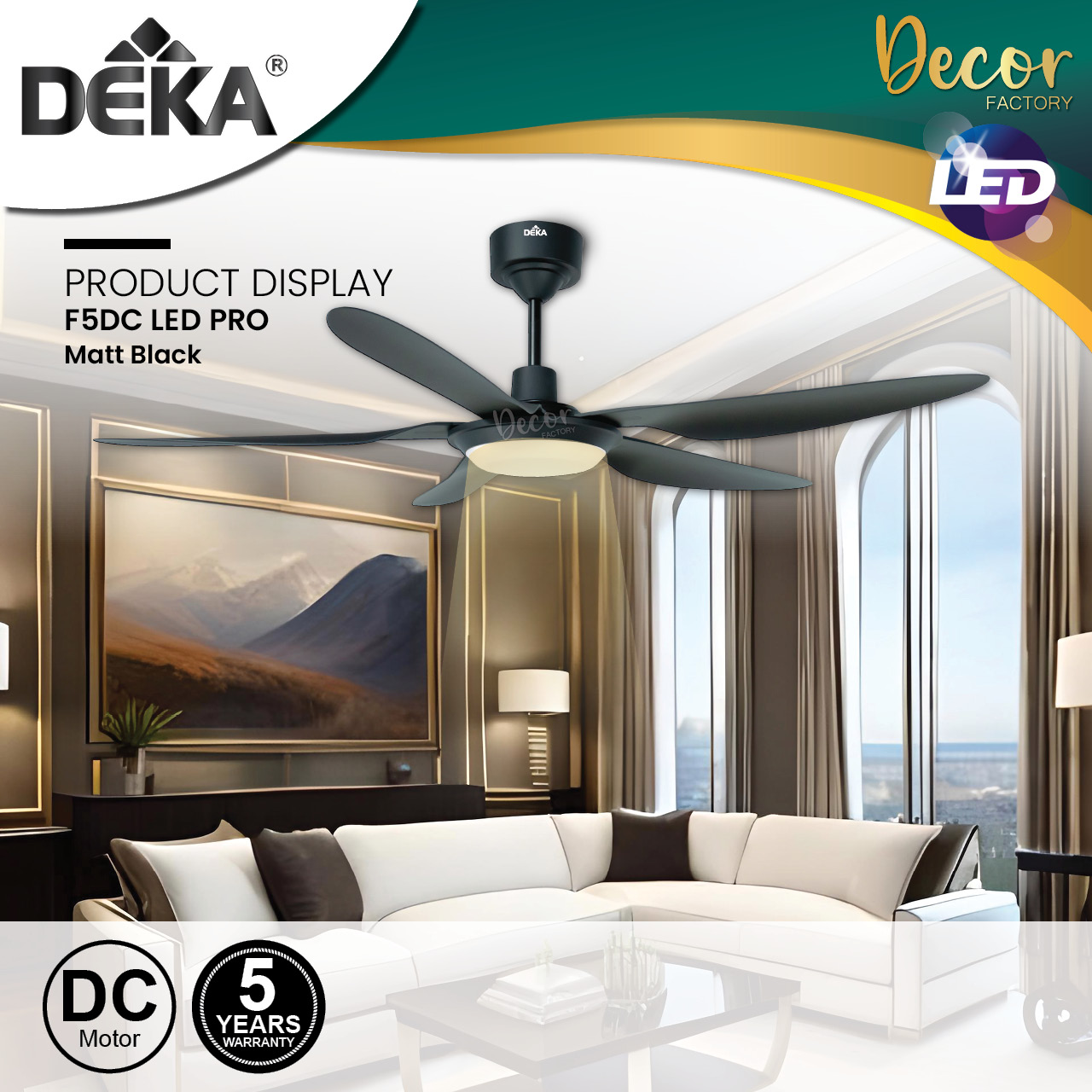 🔥UPGRADED🔥DEKA Fan DEKA F5DC LED PRO 56 Inch 10 Speed Forward + Reverse ...