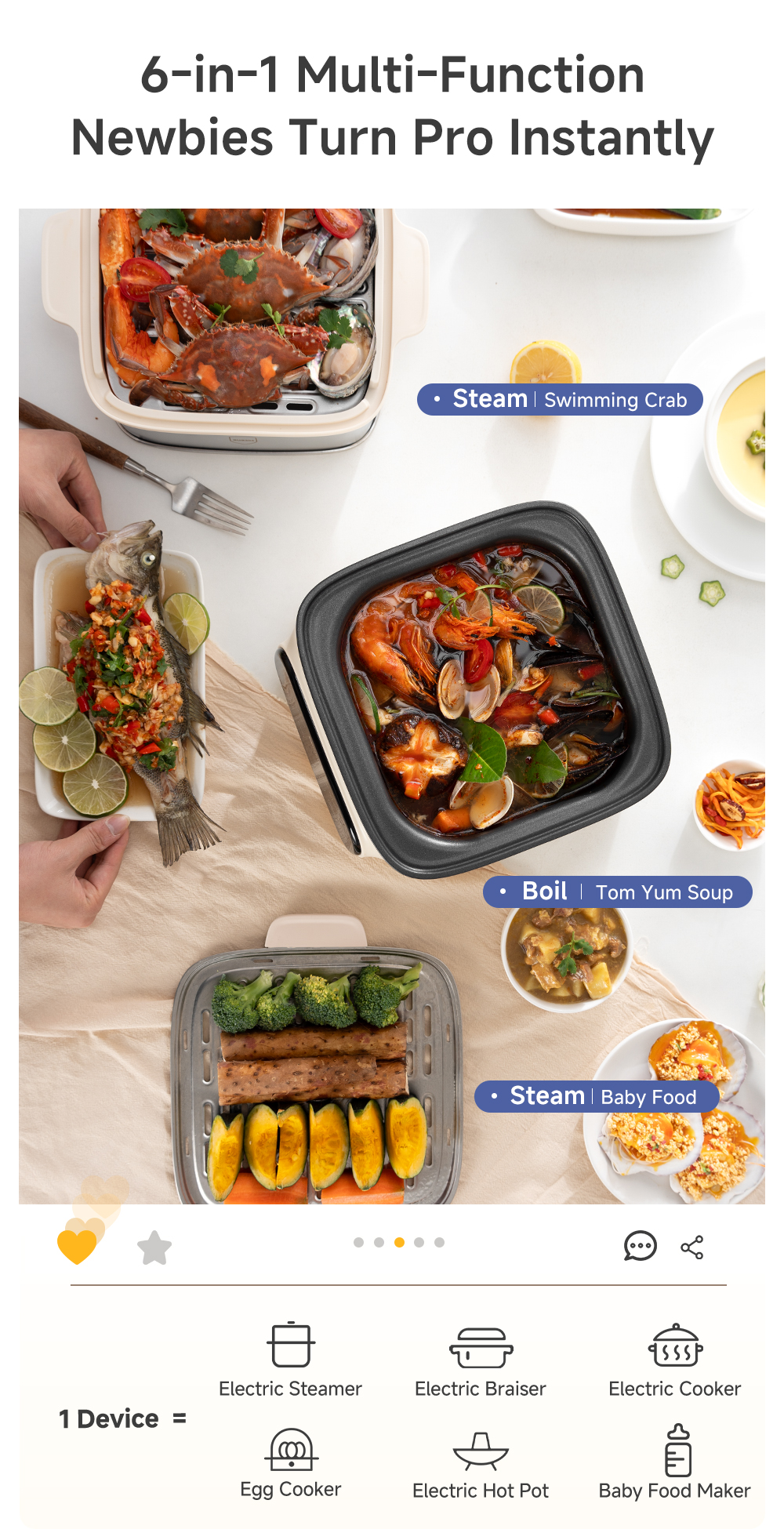Simplus Electric Steamer丨11L Capacity丨Hot Pot丨304 Stainless Steel Trays ...