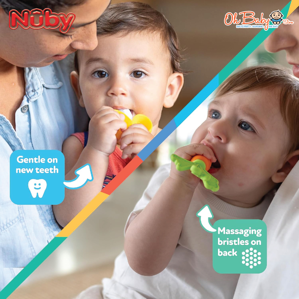 Nuby NanaNubs Banana Massaging Toothbrush and Silicone Carrot Teether ...