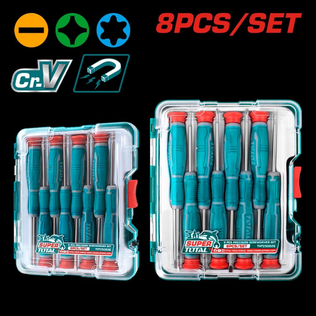 Total Precision Screwdriver Set (8 Pcs) Magnetic THT250826 | Shopee ...