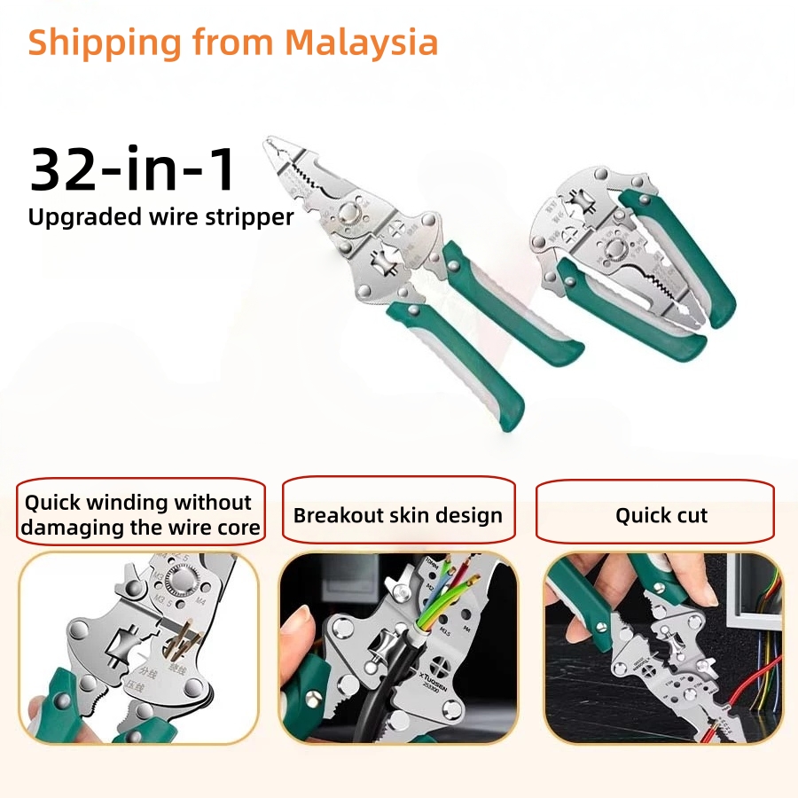 8-in-1 Wire Stripping Pliers With Voltage Tester – Cuts, Strips, Crimps, Wires & Pulls