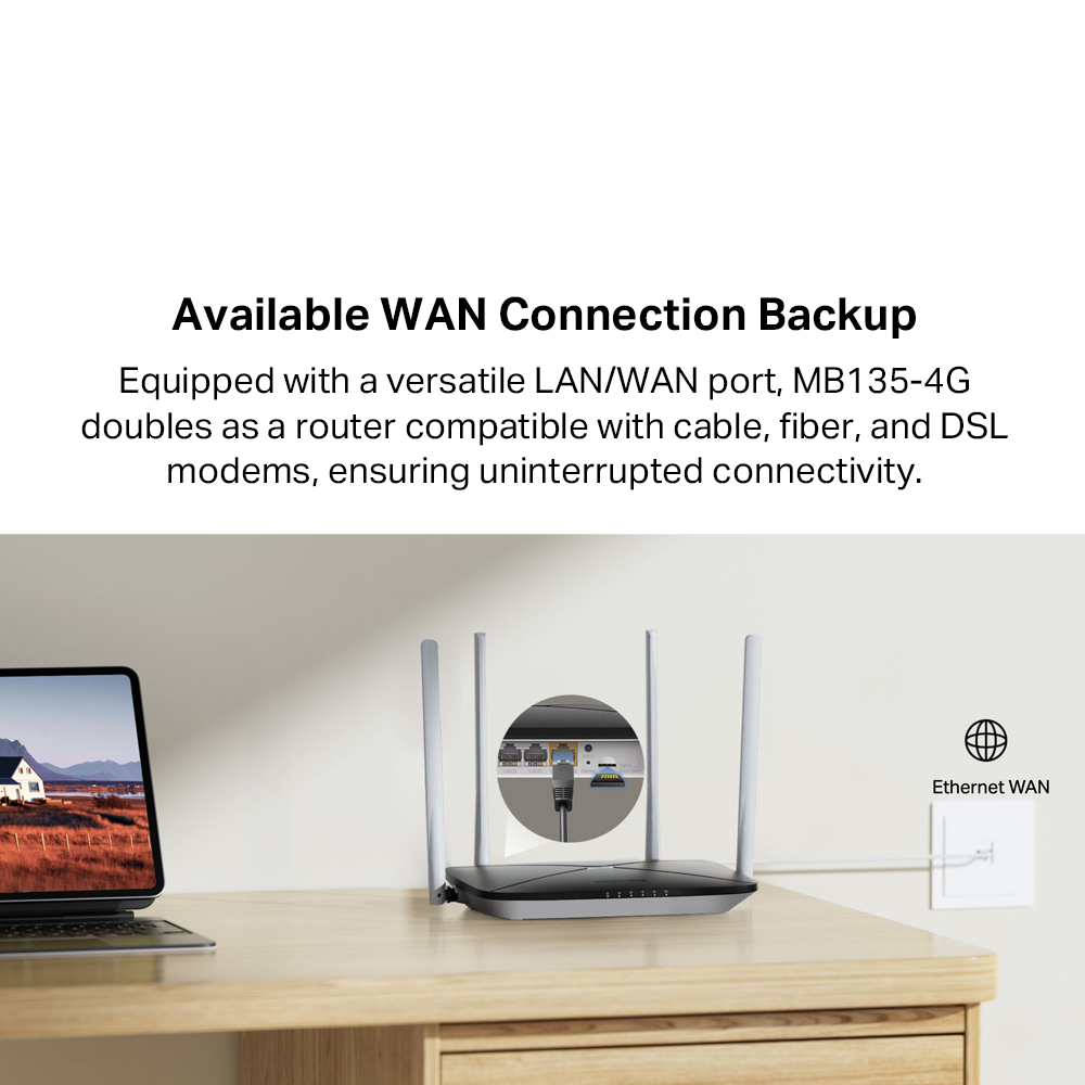 Mercusys MB135-4G 4G LTE Modem Router | SIM Plug & Play, Dual Band WiFi ...