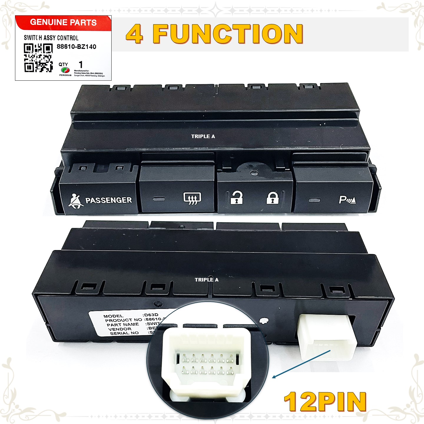 Original Perodua Bezza Centre Switch Heater Lock Pintu Door Suis (2 ...