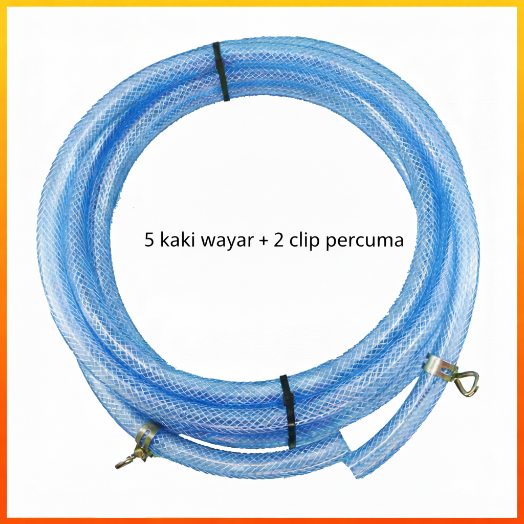 Wayar Gas PVC Bertetulang 5 Kaki + 2 Clip Percuma | Tahan Tekanan ...