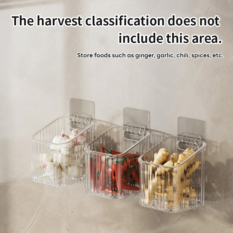 Clear Wall Mounted Storage Rack Onion Ginger Seasoning Storager Basket ...