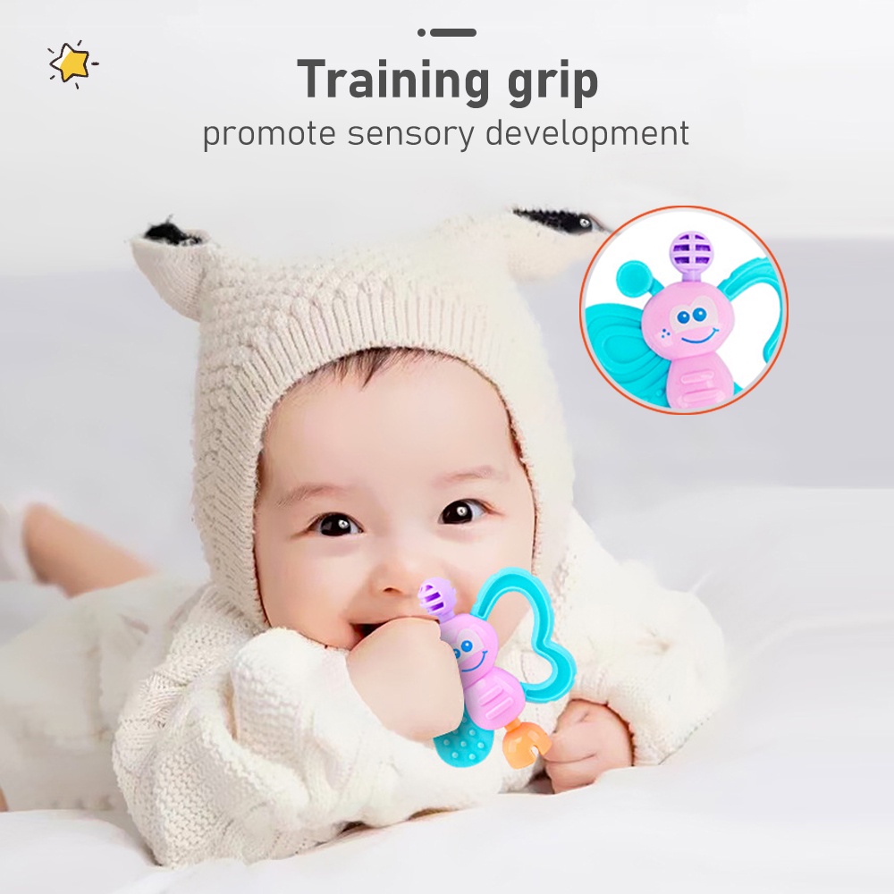 BEVAVAR Baby Teether Rattle Toy Soft Toys For Baby Rattle Hanging Toys ...
