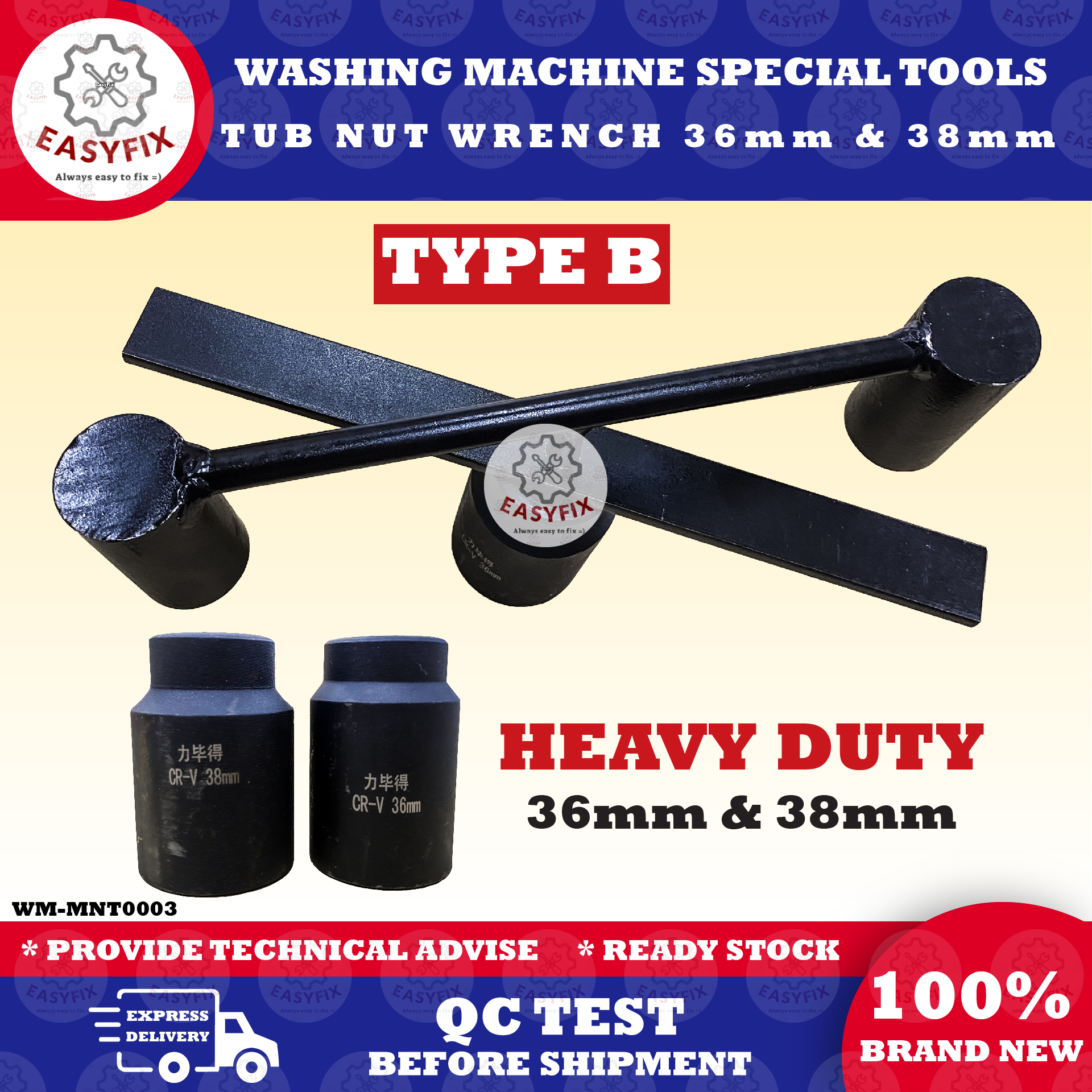FULL SET Washing Machine Special Tools Tub Nut Wrench 36mm & 38mm ...