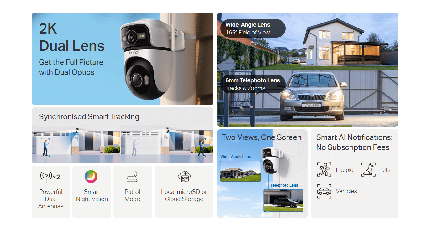 Tp-Link Tapo C545D 3MP Outdoor Dual Lens Security Wi-Fi Camera | Shopee ...