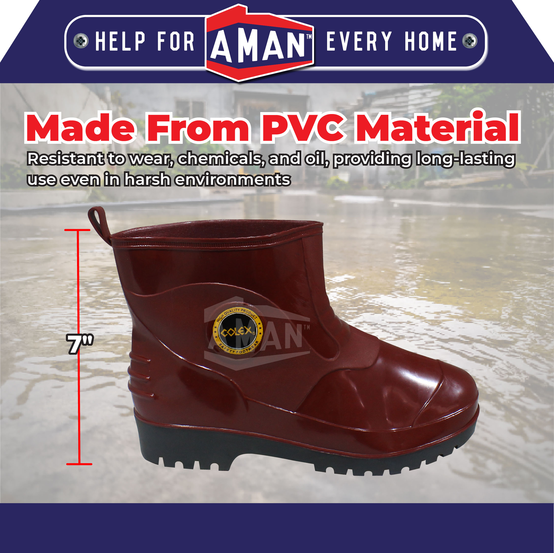 COLEX RM-6600 PVC Kitchen Boot Rain Boots Waterproof Anti Slip Garden ...