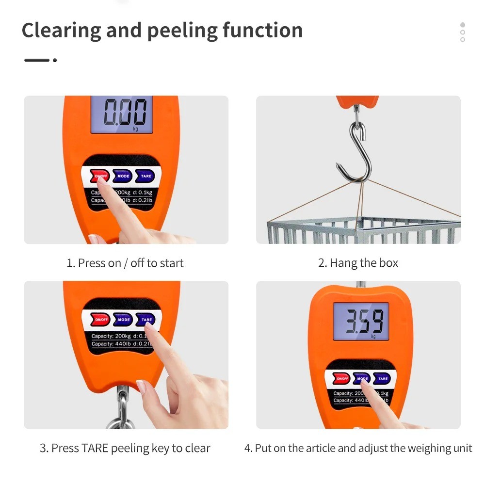 200Kg 300Kg 500Kg Hanging Scale Digital LCD Weight Measuring Tool ...