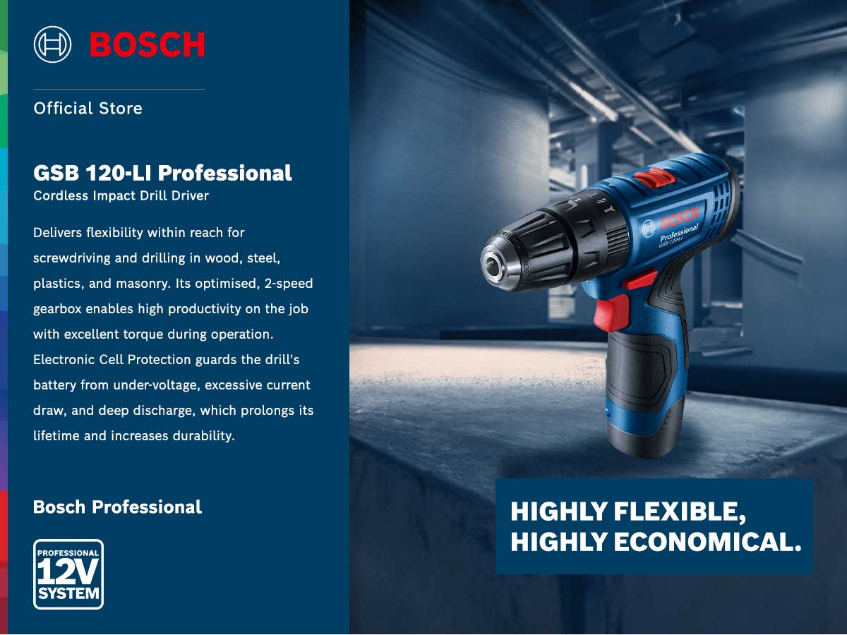 BOSCH GSB 120-LI GEN 2 Professional Cordless Impact Drill Kit + 1 ...